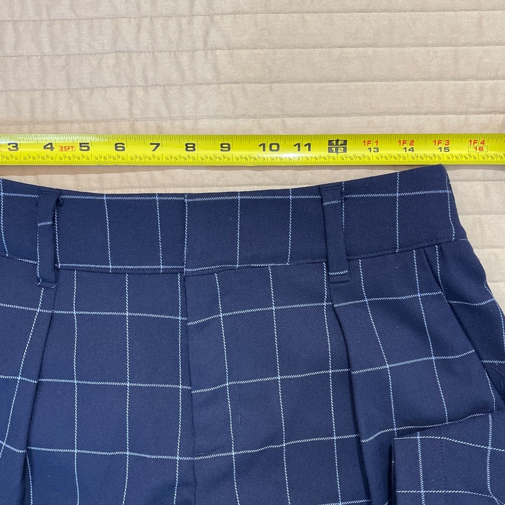 A NEW DAY WOMENS SIZE 8 Navy Checkered PANTS ZIPPER FRONT ELASTIC WAISTBAND - Picture 5 of 10